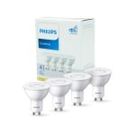 PACK DE 4 DICROICOS LED PHILIPS GU10 ECO HOME 4.7W, 2.700°K (92900303874)