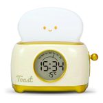 LÁMPARA DE NOCHE LED TOSTADORA DE PAN LUZ CÁLIDA RECARGABLE CON RELOJ DIGITAL