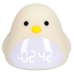 LÁMPARA DE NOCHE LED POLLITO LUZ CÁLIDA RECARGABLE CON RELOJ DIGITAL